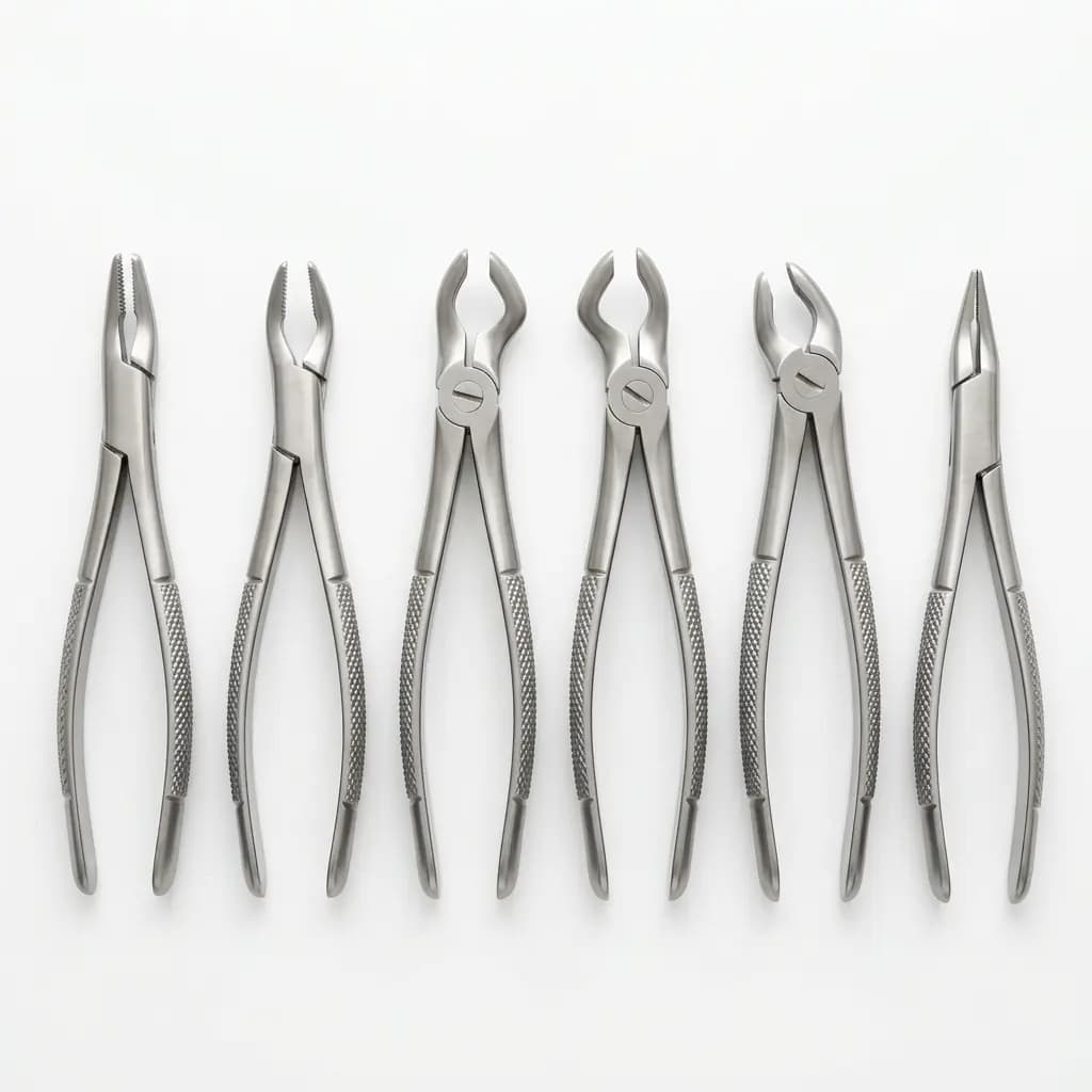 Illustrative visual of stainless-steel dental extraction forceps