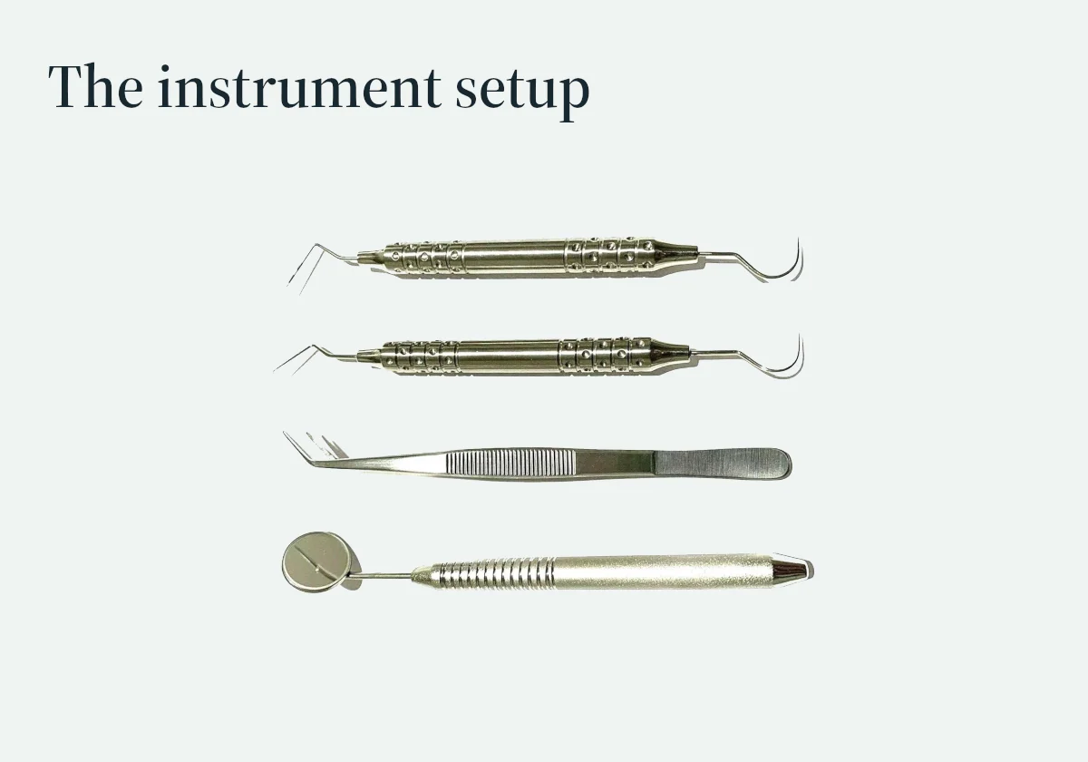 An examination instrument selection for planning a dental-practice setup.