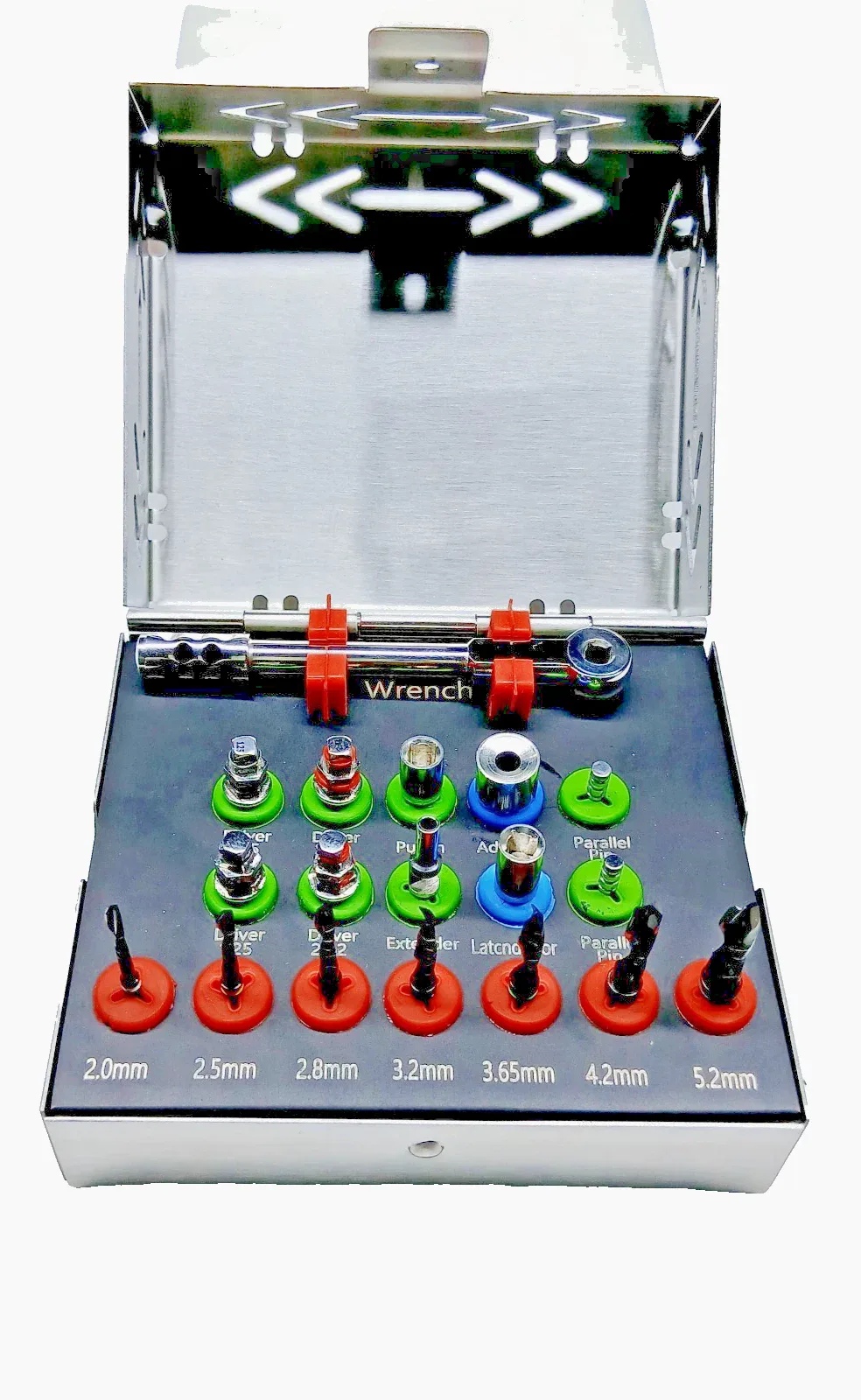 Dental Implant Surgical Kit 18 Pcs with Wrench, Drills 7 Sizes Drivers, Adapter