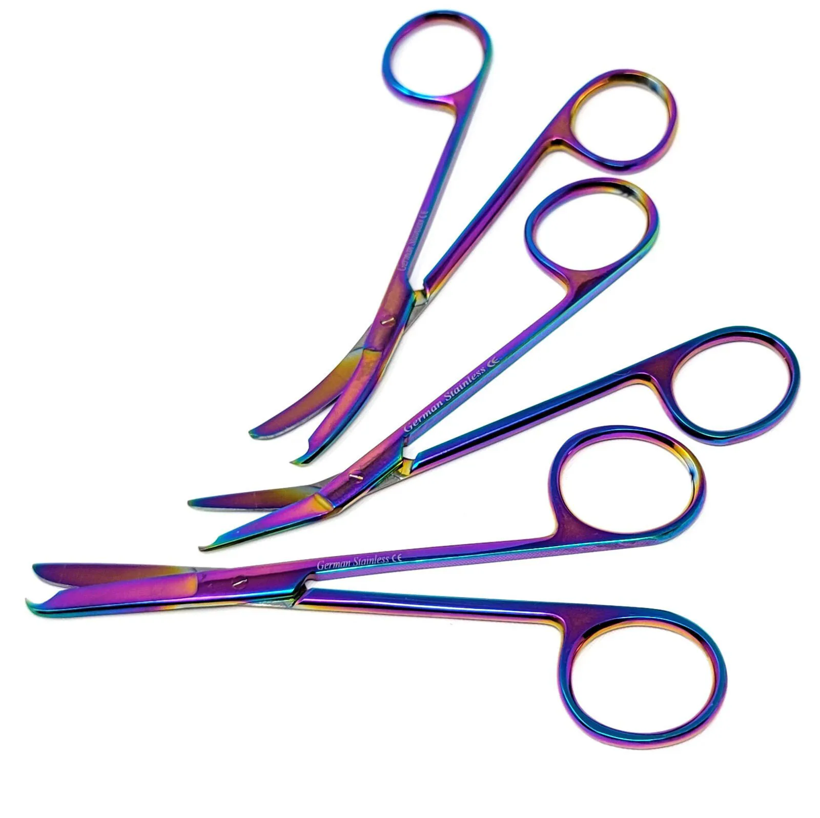 SUTURE STITCH SCISSORS 4.5 STRAIGHT + ANGLED + CURVED ONE HOOK BLADES