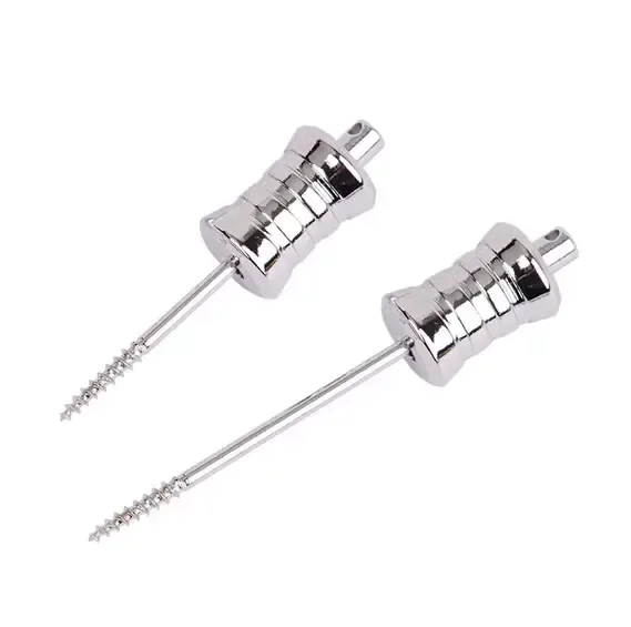 Short and long manual root-fragment extractors with threaded tips, grooved finger grips and end eyes