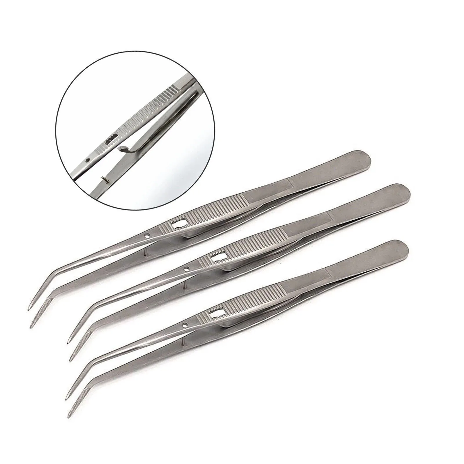 Locking College cotton pliers with a detail of the locking feature