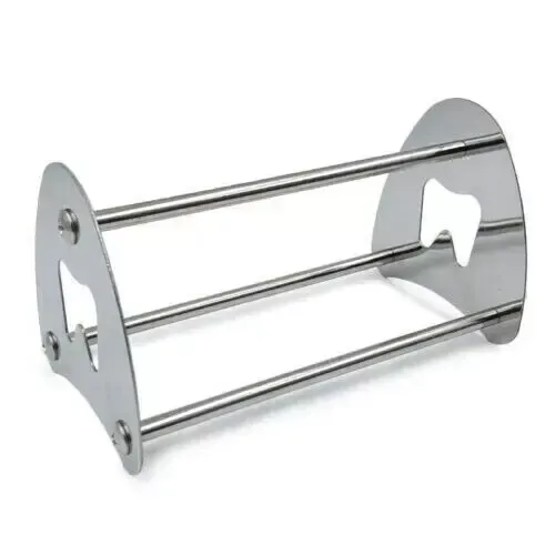 Empty metal orthodontic plier stand with two side supports and horizontal rails