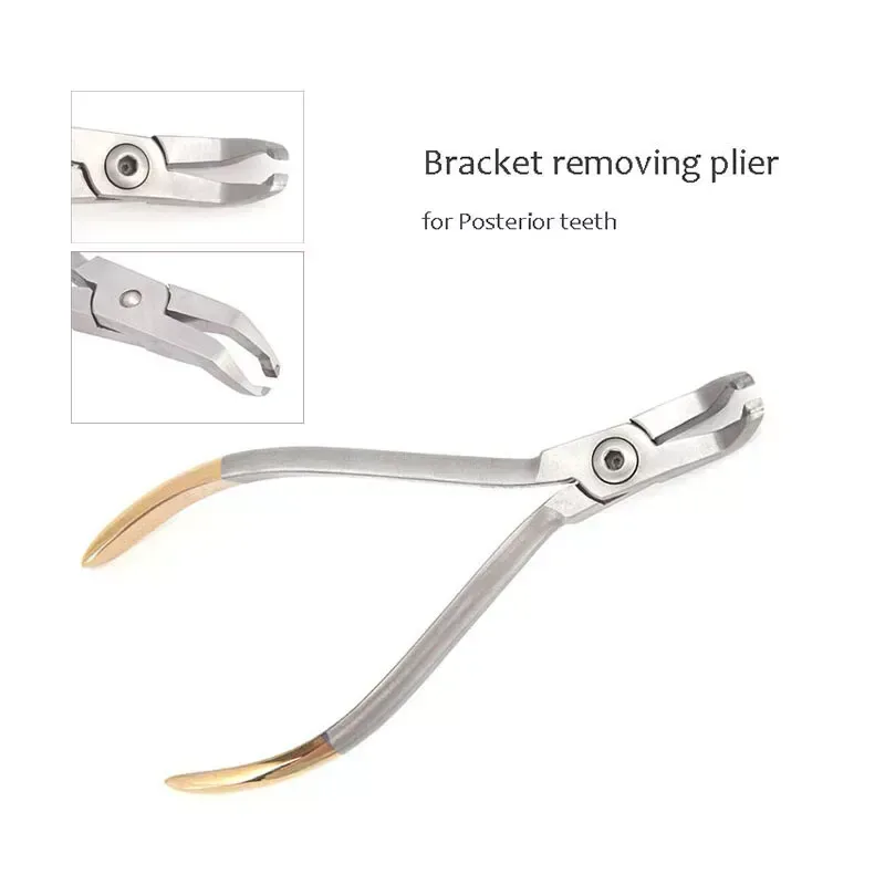 Posterior angled-jaw orthodontic bracket remover plier — view 1