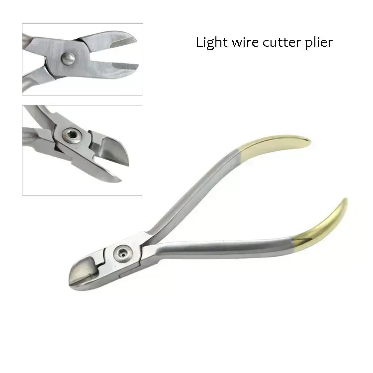 Fine orthodontic ligature wire cutter showing its narrow cutting head — view 1