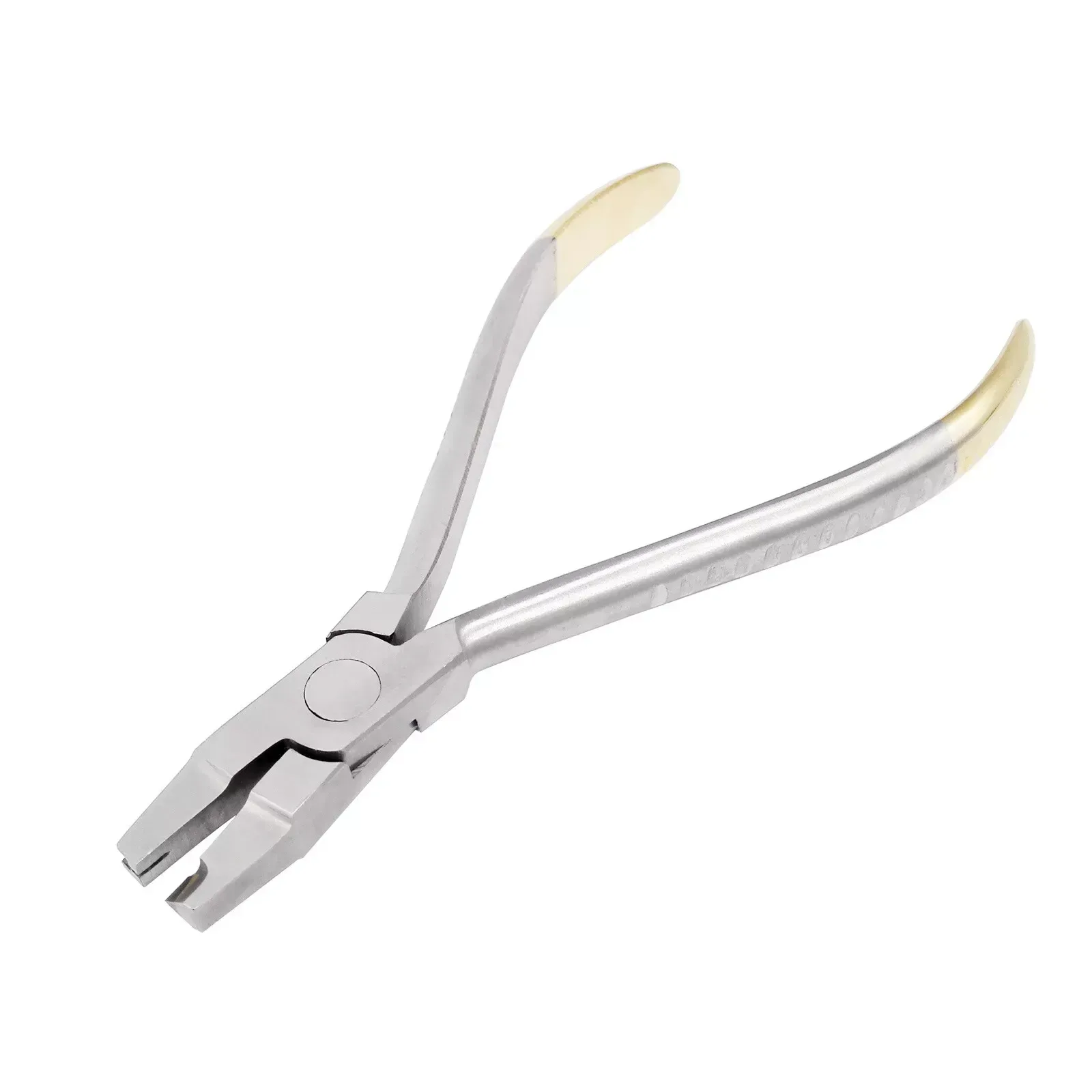 Hook-crimping pliers with a slotted head and recessed handles